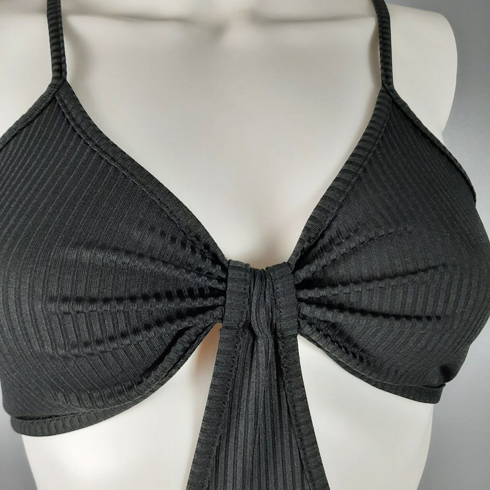 DO MY SELF Womens Jumpsuit Size Large Black Ribbed Knit One Piece Cropped - Picture 4 of 8